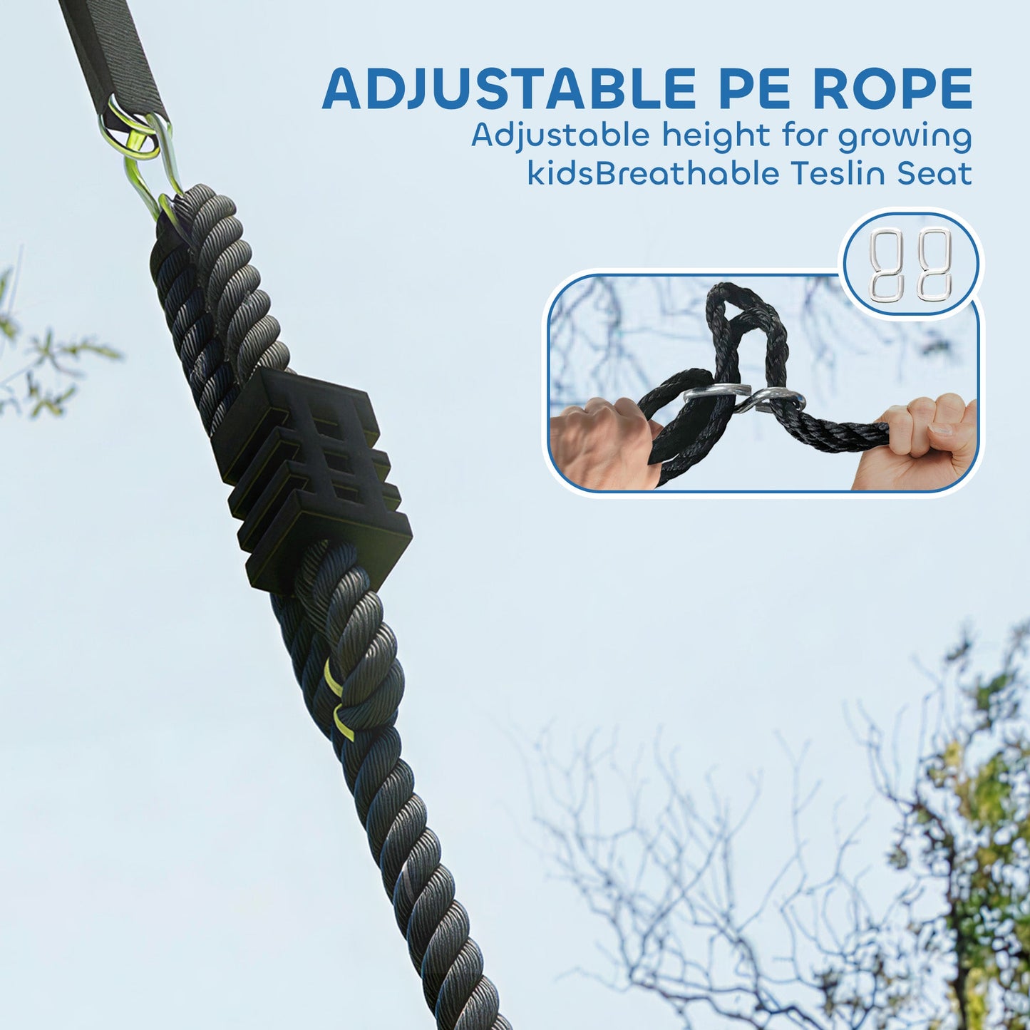 AIYAPLAY Tree Swing Seat, 120cm Kids Saucer Swing with Adjustable Ropes and Tree Straps, 300kg Capacity, Multicolour