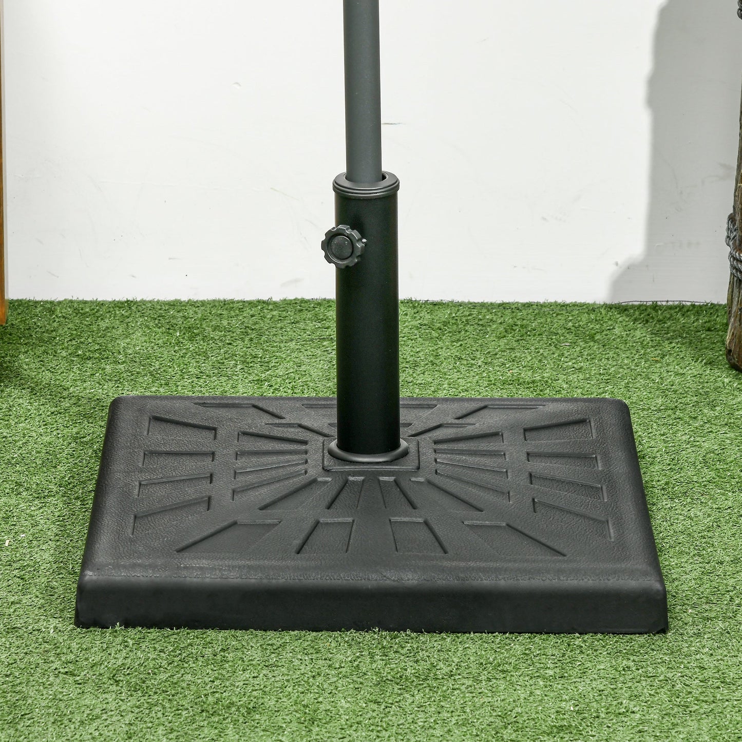 Outsunny 19kg Resin Garden Parasol Base Holder, Square Outdoor Market Umbrella Stand Weight for Poles of \'ce\'a632mm, \'ce\'a638mm, and \'ce\'a648mm, Black