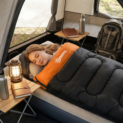 Outsunny Sleeping Bag for Adults, Lightweight & Compact Sleeping Bag, 3 Seasons, Grey