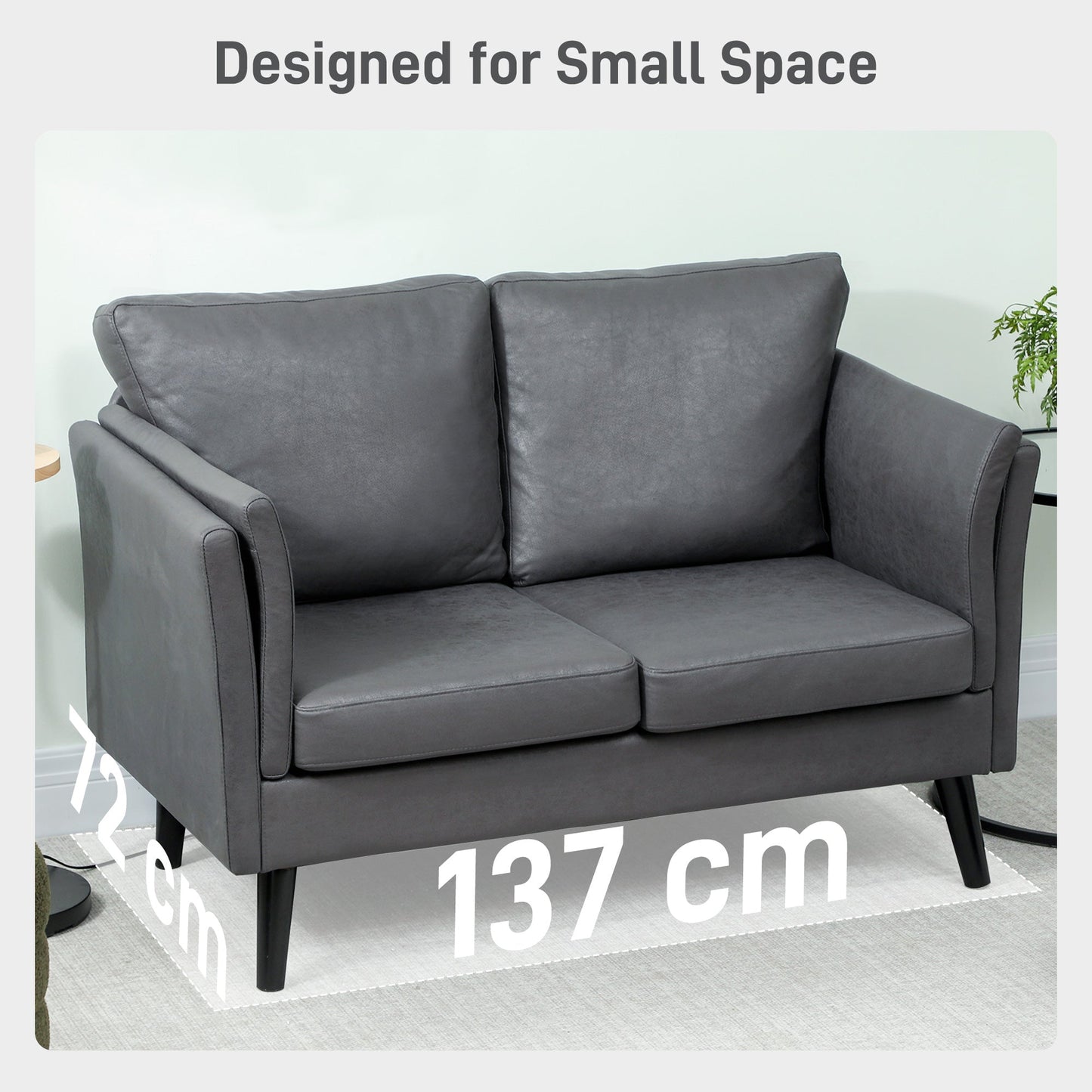 HOMCOM Two-Seater Leathaire Sofa - Grey