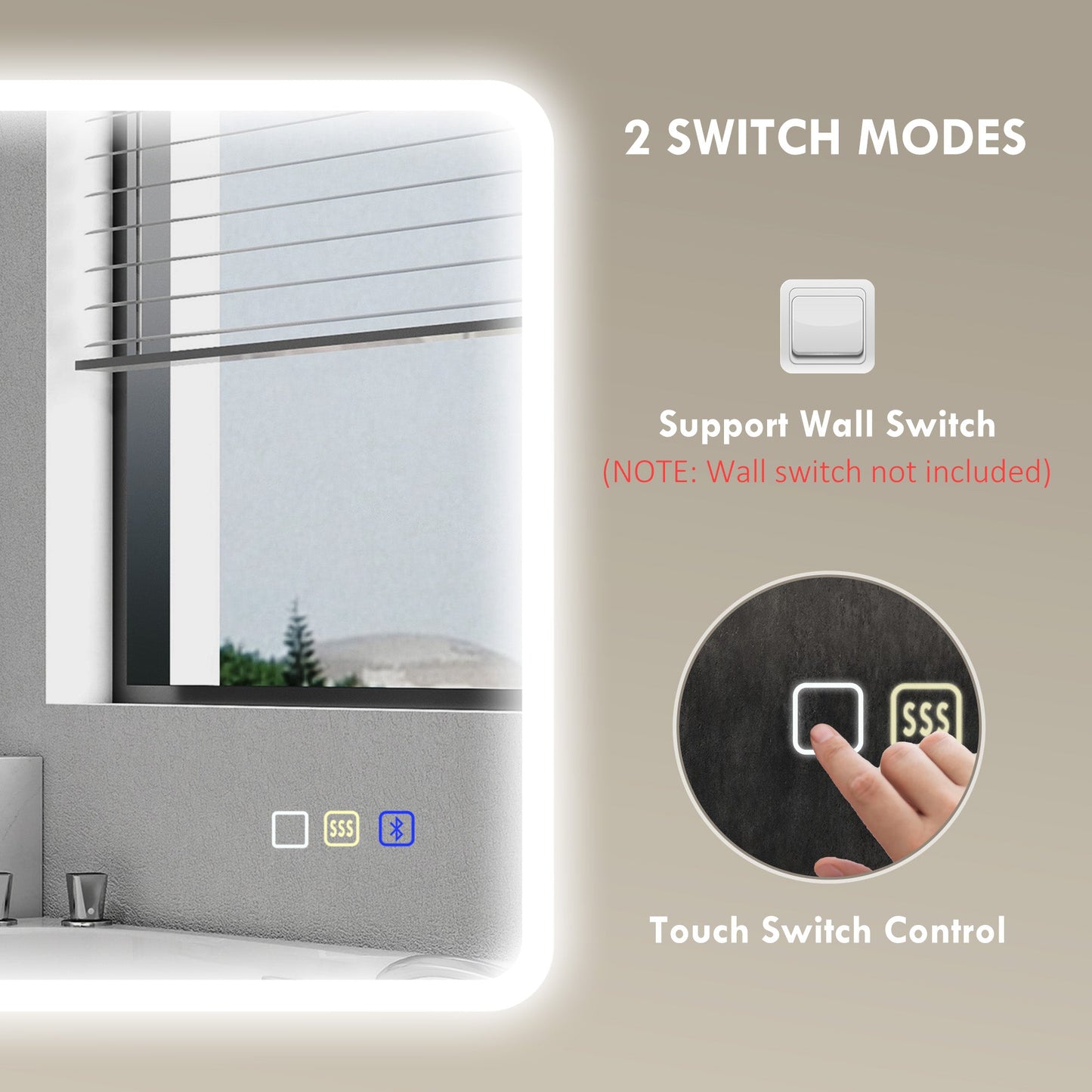 HOMCOM 60 x 80 cm Backlit Illuminated Bathroom Mirror with LED Lights and Bluetooth - Silver Tone