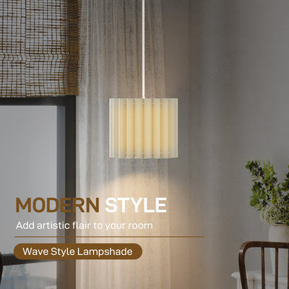 HOMCOM Linen Pendant Light, Modern Wave Ceiling Light Shade, E27 Lampshade for Living Room, Bedroom, Kitchen, Hallway, White