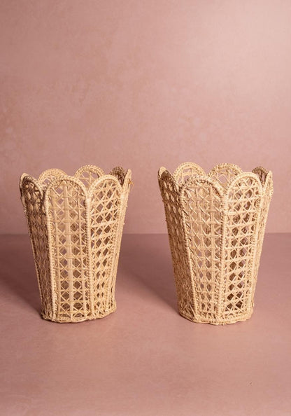 Atlántico Iraca Scallop Vase, Natural - Set of 2