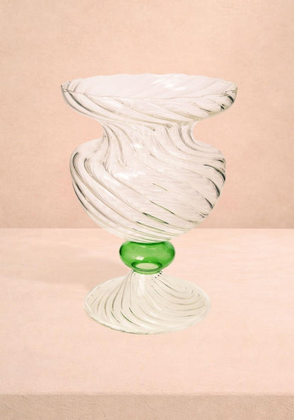 Green Globe Murano Vase Cleo Wave