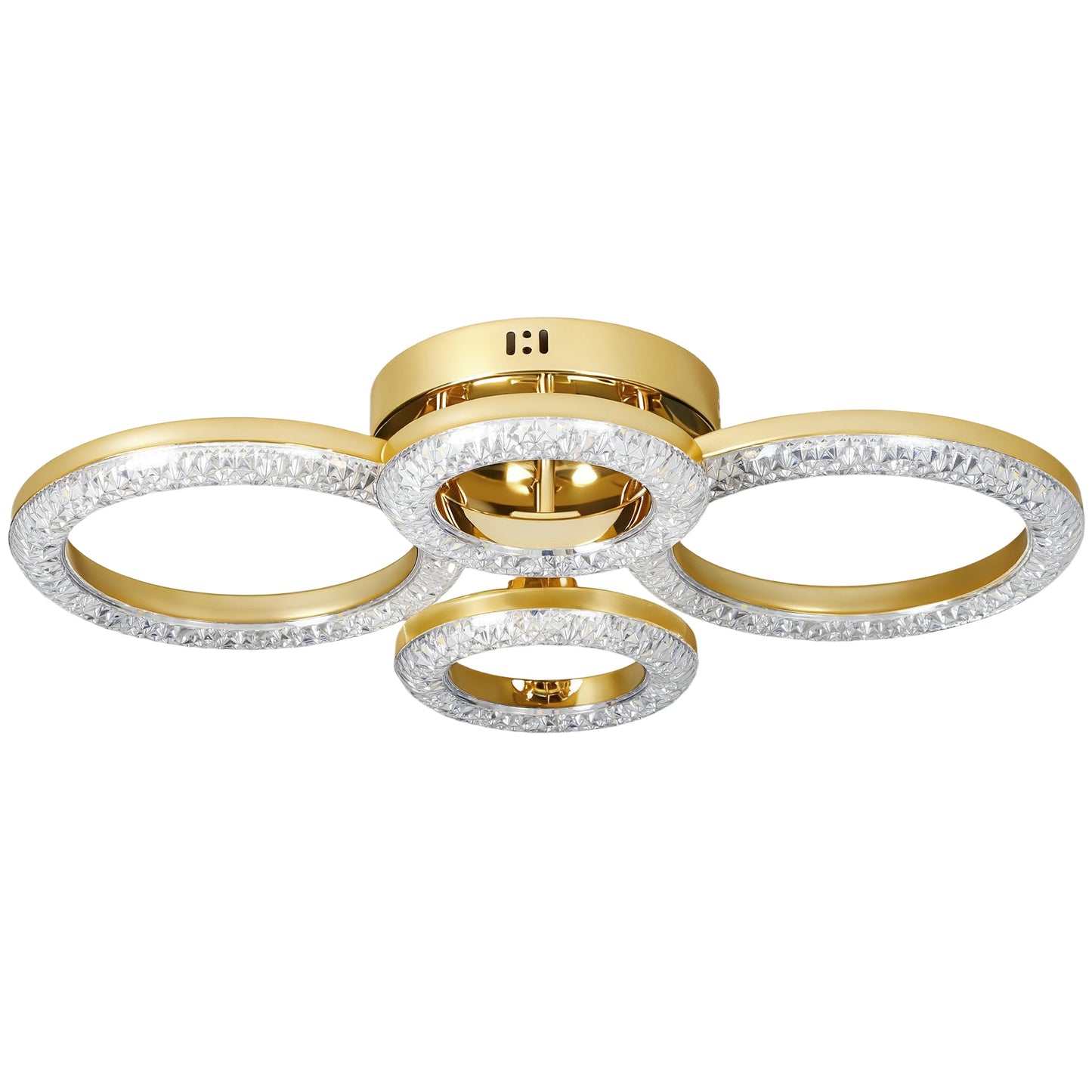HOMCOM LED Ceiling Light, Modern Dimmable 4 Rings Ceiling Lamp with Wall Switch, 40W 4350lm Flush Mount Ceiling Light with 3500K/4500K/6000K Colour Temperatures for Living Room, Bedroom, Gold Tone