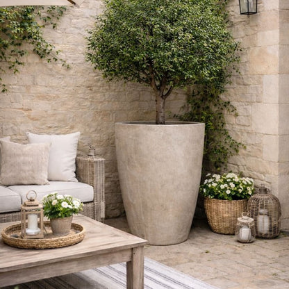 Vessara | Truffle – 100cm XXL Tall Concrete Planter – 172L Round Plant Pot