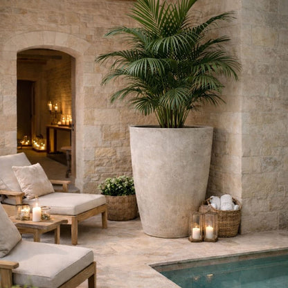 Vessara | Truffle – 100cm XXL Tall Concrete Planter – 172L Round Plant Pot