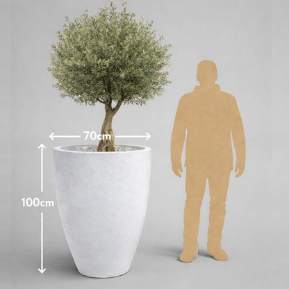 Vessara | White Mist – 100cm XXL Concrete Vase Planter – 172L Tall Plant Pot