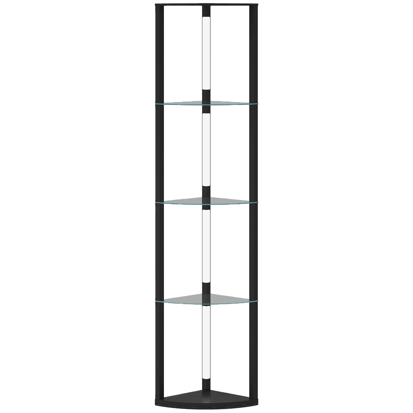 HOMCOM LED Floor Lamp with Shelves, Dimmable Standing Lamp with Foot Switch for Living Room, Bedroom, Black