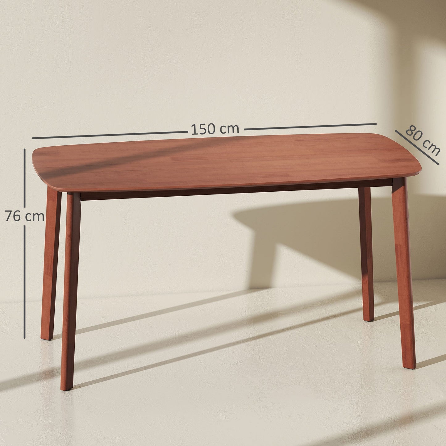 HOMCOM Pine Wood Rectangular Dining Table - Light Brown