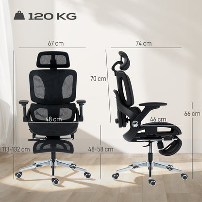 HOMCOM Ergonomic Office Chair, High Back Mesh Desk Chair, Black