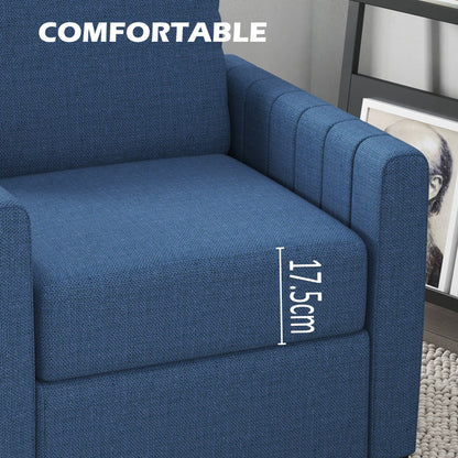 HOMCOM Modern Boxy Linen-Look Armchair - Blue