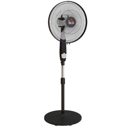 HOMCOM 16in Pedestal Standing Floor Fan, Oscillation Cooling Fan with Remote Control, Black