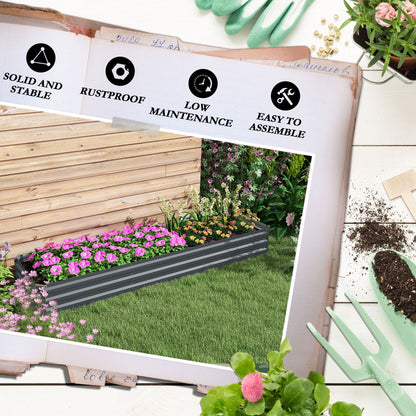 Outsunny 60 x 240cm Galvanised Steel Planter, with Open Bottom, Pack of 2