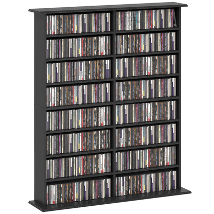 HOMCOM 16-Compartment Media Shelf - Black