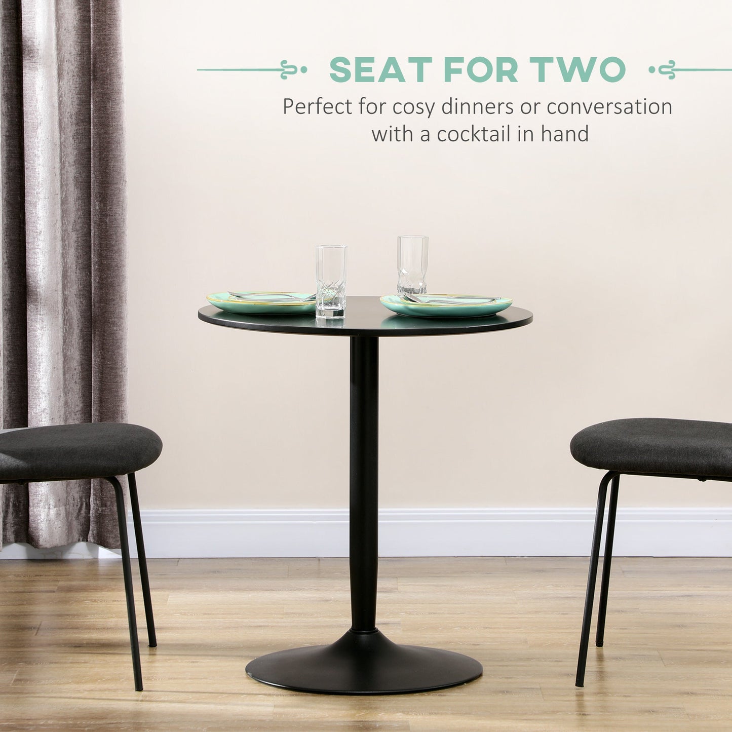 HOMCOM 75H x \'ce\'a670cm Two-Person Minimalistic Dining Table - Black