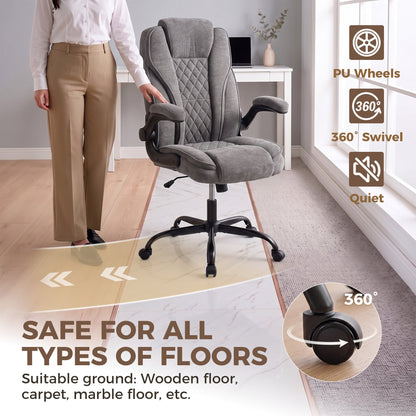 HOMCOM Office Chair, Ergonomic Desk Chair with Flip-up Armrest, Pocket Springs, Swivel Wheels, Adjustable Height, Dark Grey