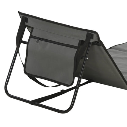 Outsunny Set of 2 Foldable Garden Beach Chair Mat, Outdoor Sun Lounger Seats with Adjustable Back, Magazine Pocket, Carry Bag