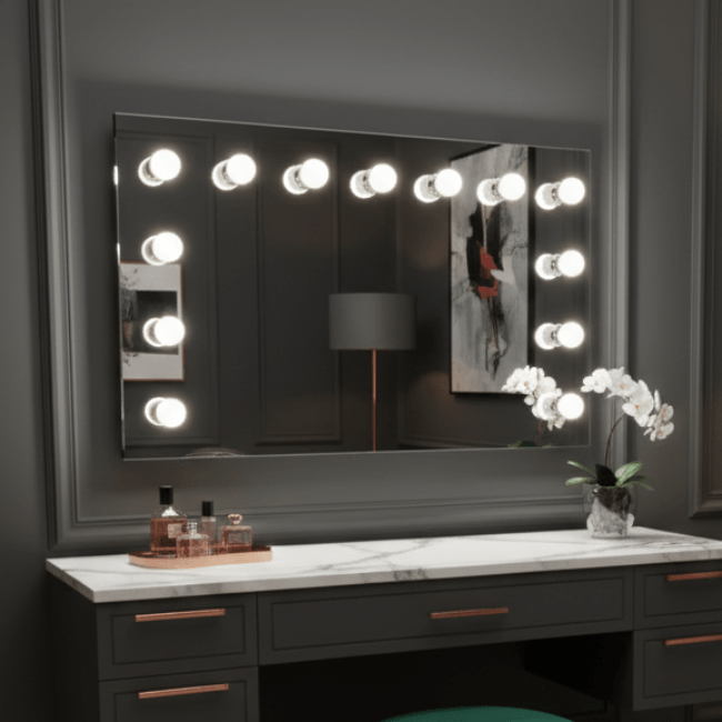 Nicole Hollywood Mirror Wall Mounted 100x60cm
