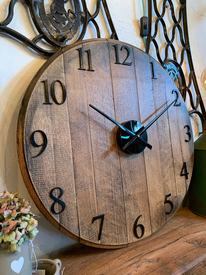 Reclaimed Whisky Barrel Clock | Handmade Oak Wall Clock