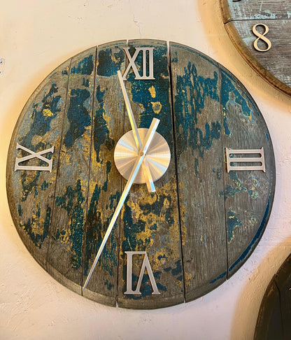 Whiskey Barrel Clock Painted Made to Order
