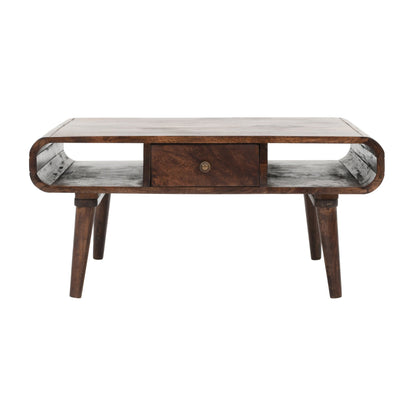 Franklin Dark Mango Wood Coffee Table with Drawer