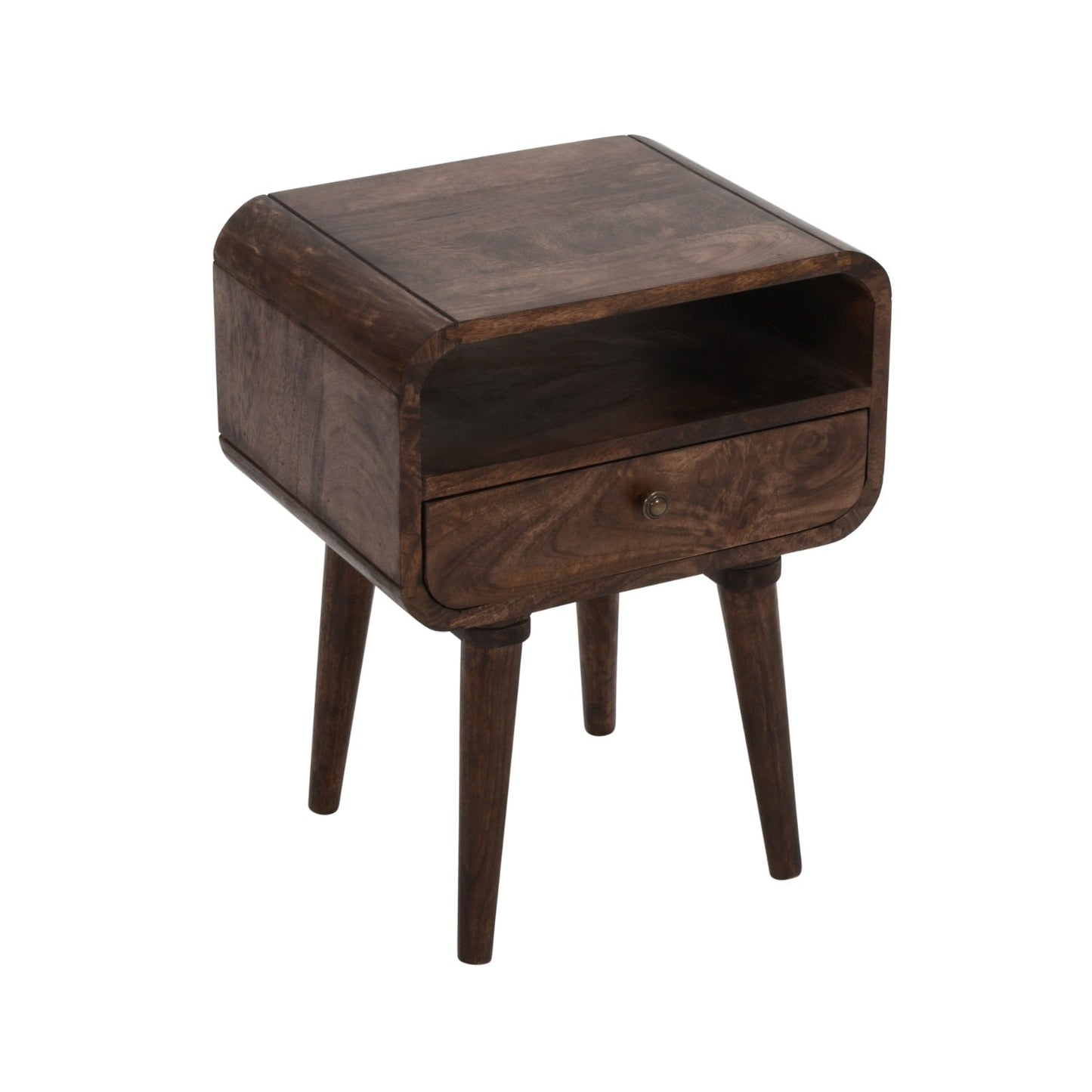 Franklin Dark Mango Wood Bedside Table with Drawer