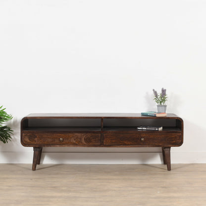 Franklin Dark Mango Wood Large TV Stand with 2 Drawers