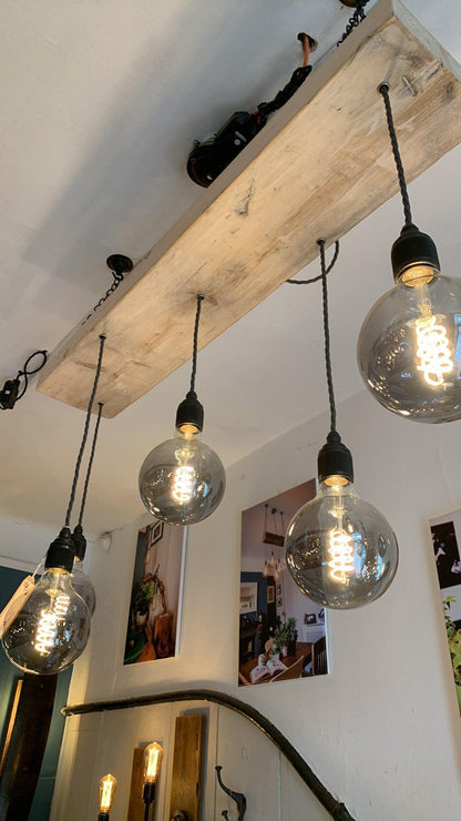 Wooden Beam Chandelier - Norwegian Spruce Cluster Pendant Light