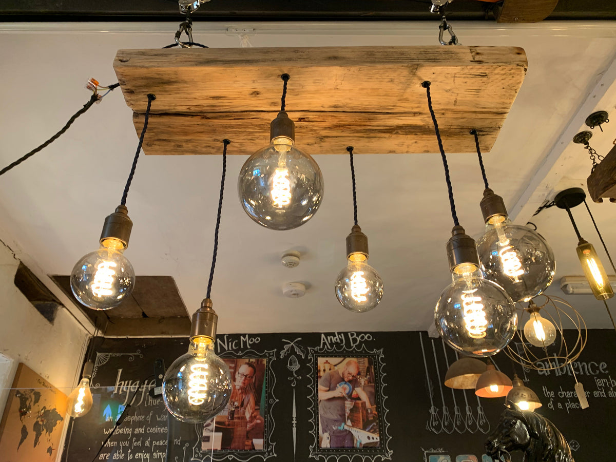 Wooden Beam Chandelier - Norwegian Spruce Cluster Pendant Light
