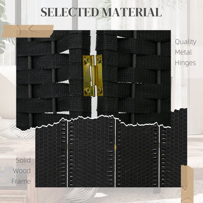 HOMCOM 6 Panel Folding Room Divider, Freestanding Privacy Screen for Living Room, Bedroom and Office, 240 x 170cm, Black