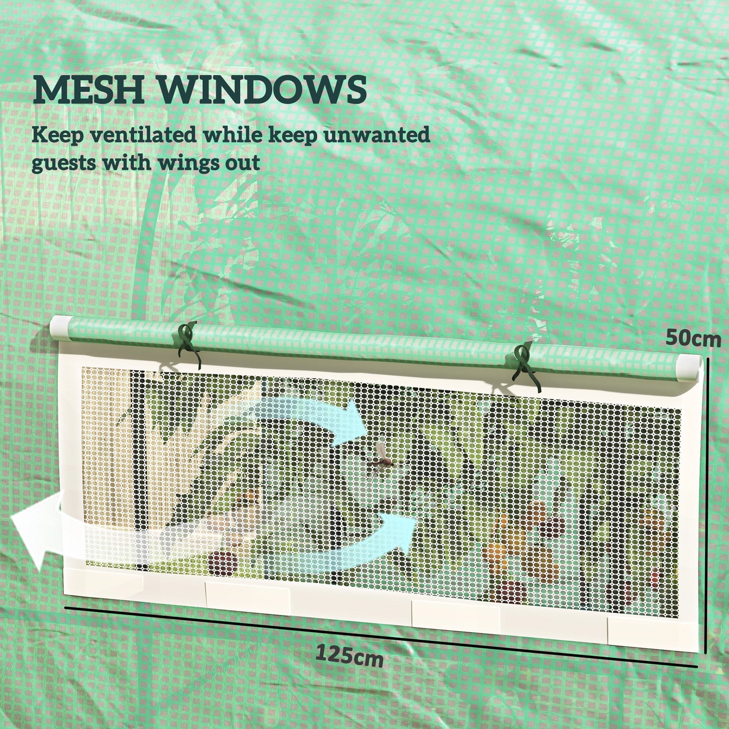 Outsunny 300 x 300cm Walk-In Polytunnel Greenhouse - Green