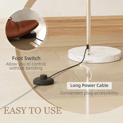 HOMCOM Floor Lamp for Living Room, Modern Standing Lamp with Shade & Foot Switch for Bedroom, Office, White