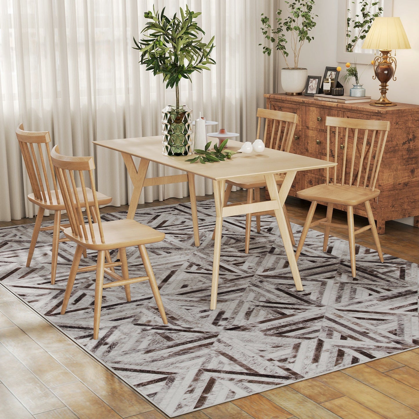 HOMCOM Modern Area Rug, Triangle Pattern Non-Slip Washable Rug, Chenille Floor Carpet for Living Room, Bedroom, Dining Room, Home Office, 290 x 200 cm, Brown