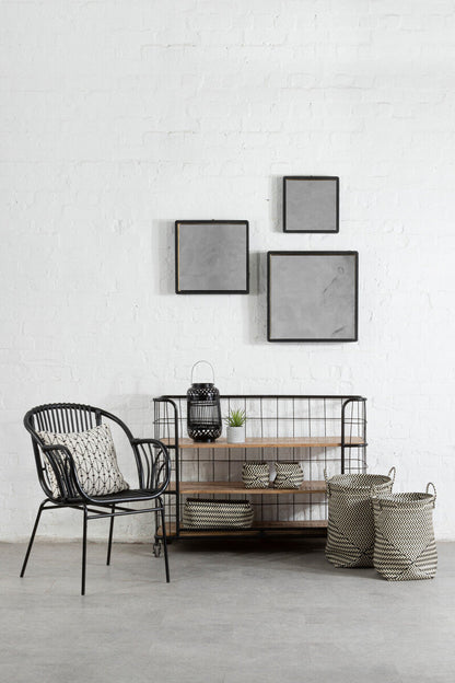 Nautical Set Of Five Black And White Woven Storage Baskets