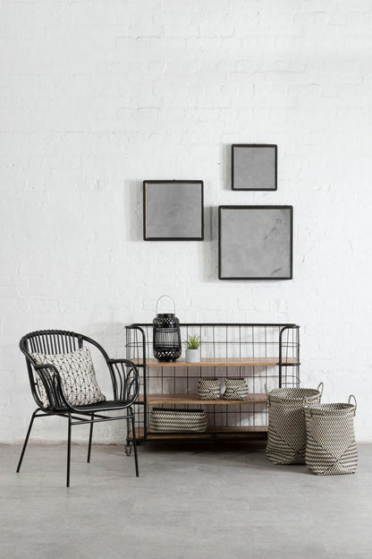 Nautical Set Of Two Black And White Woven Storage Baskets