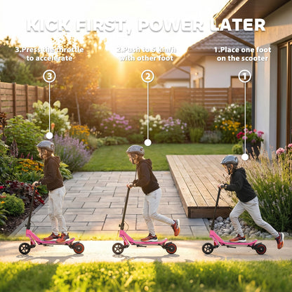 SPORTNOW Electric Scooter for Kids, Foldable E Scooter for Age Age 6+ with LED Display, RGB lights, Up to 16km/h, Pink