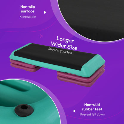 HOMCOM 3-Level Aerobic Step 10/15/20cm Steppers for Exercise Workout w/ Non-Slip Top Compact Stepper Home Office Indoor Outdoor Fitness Equipment