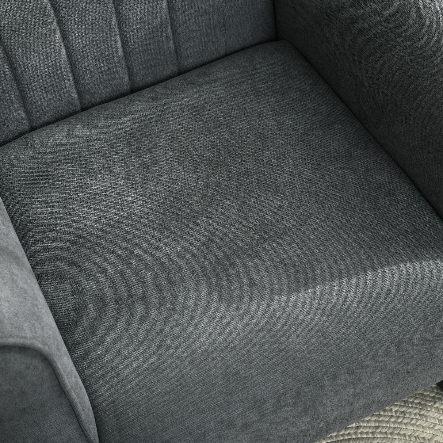 HOMCOM Upholstered Accent Chair with High Back, Rolled Arms and Wood Legs, Soft Thick Padded Armchair, Grey