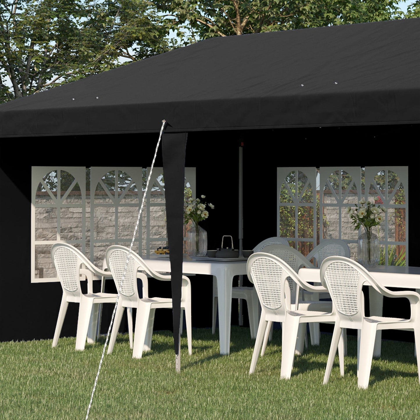 Outsunny 3 x 6m Pop-Up Gazebo, with Removable Walls - Black