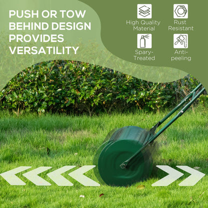Outsunny 40L Lawn Roller Drum Scraper Bar Collapsible Handle Water or Sand Filled Φ32cm Green
