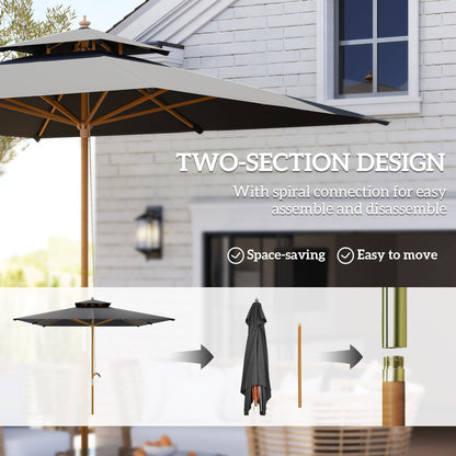 Outsunny 3 m Square Canopy Parasol - Black