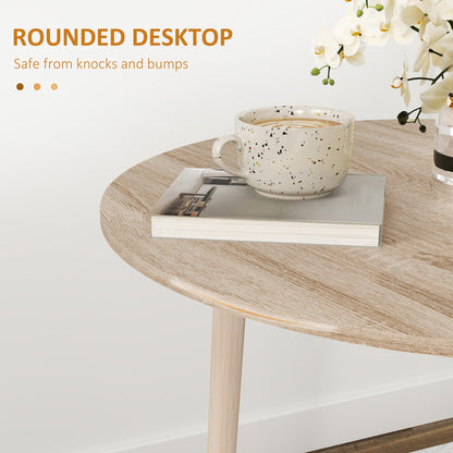 HOMCOM Folding Dining Table for 4, Round Drop Leaf Table, Modern Space Saving Small Kitchen Table with Wood Legs for Dining Room, Natural