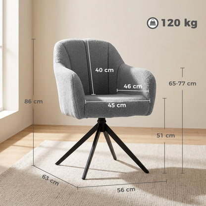 HOMCOM 360 Degree Swivel Accent Chair, Teddy Fleece Armchair, Grey