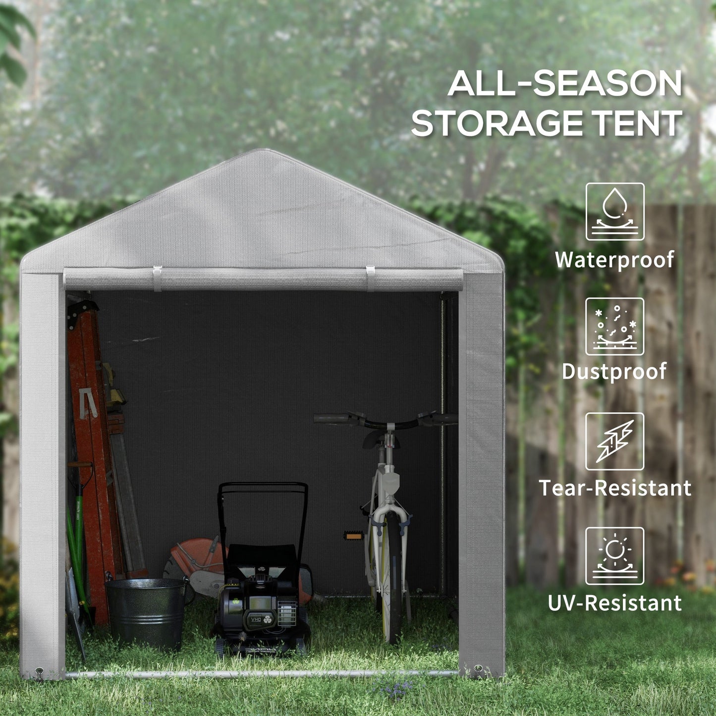 Outsunny 1.6 x 2.2m Garden Storage Shed Tent, with Accessories - Light Grey