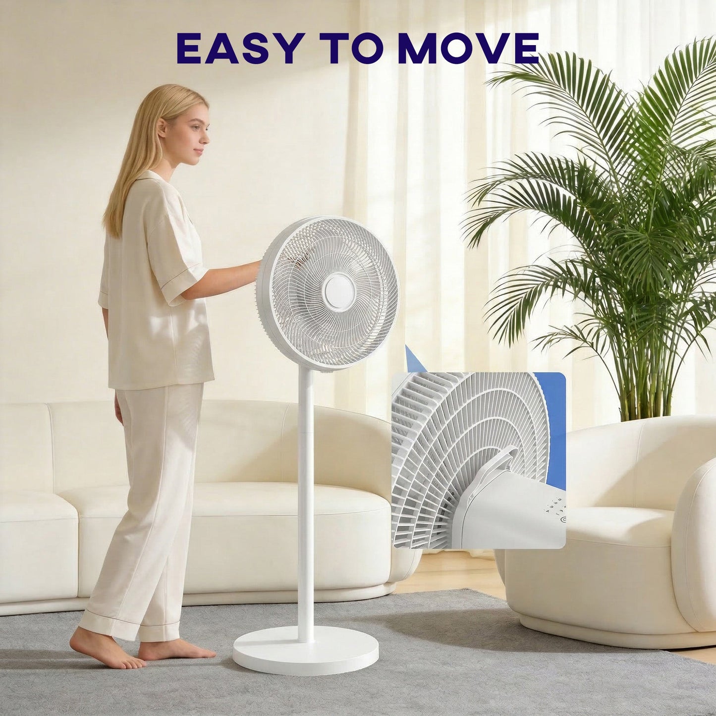 HOMCOM 40 cm Standing Fan, Cooling Floor Fan with 80° Oscillating, Adjustable Tilt and Height, 4 Speed, Remote Control, White