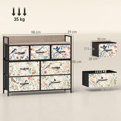 HOMCOM 7-Drawer Chest of Drawers - White
