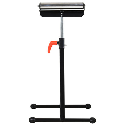 HOMCOM Set of 2 Folding Roller Stand, Material Support Pedestal with Ball Bearing Roller Height Adjustable Portable, Metal Construction, Black