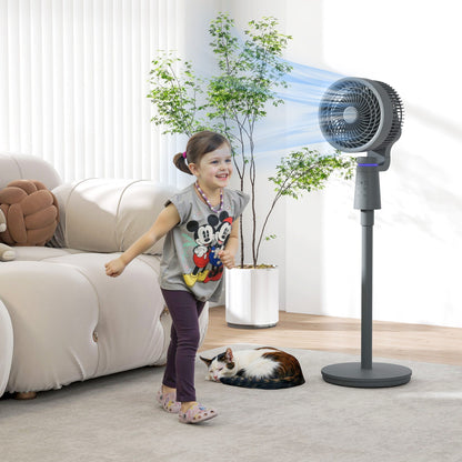 HOMCOM Pedestal Air Circulation Fan with Oscillating, Light Off, Grey
