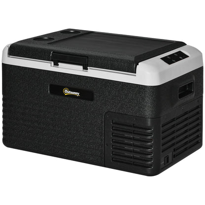 Outsunny 30L Car Refrigerator, Portable Compressor Car Fridge Freezer, Electric Cooler Box with 12/24V DC and 110-240V AC for Camping, Driving, Picnic, Down to -20\'e2\'84\'83